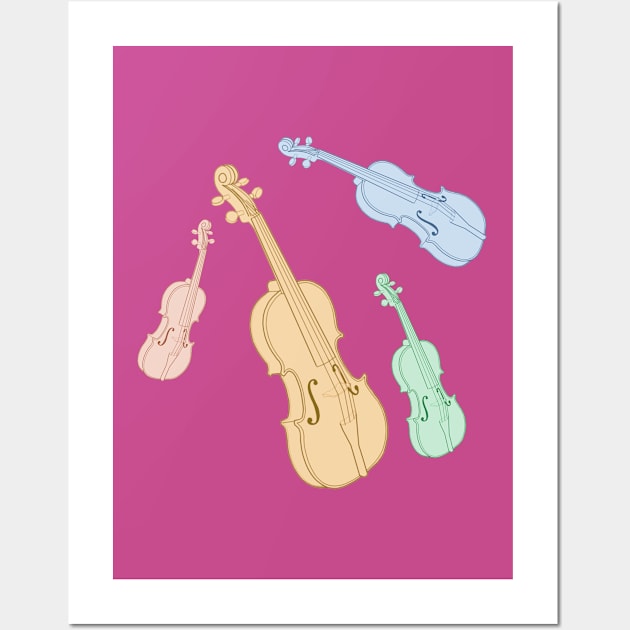 Pastel Violins Wall Art by artsandherbs